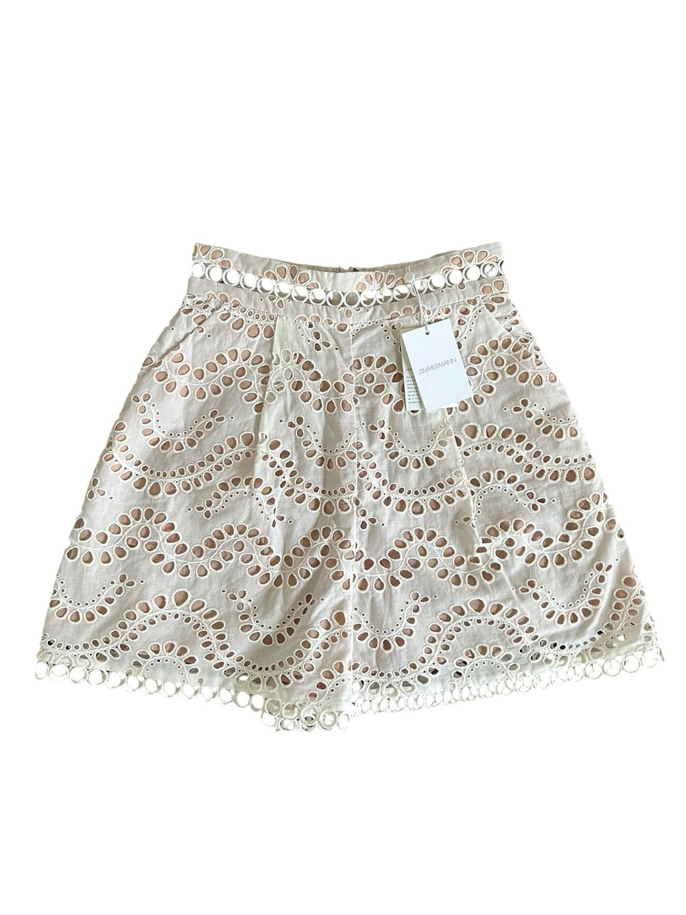 NWT Zimmermann Jaya Wave Scalloped Eyelet Short Size 0 US 2-4 Ivory